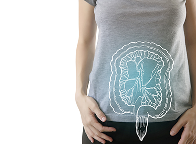Gray T-shirt with intestines graphic