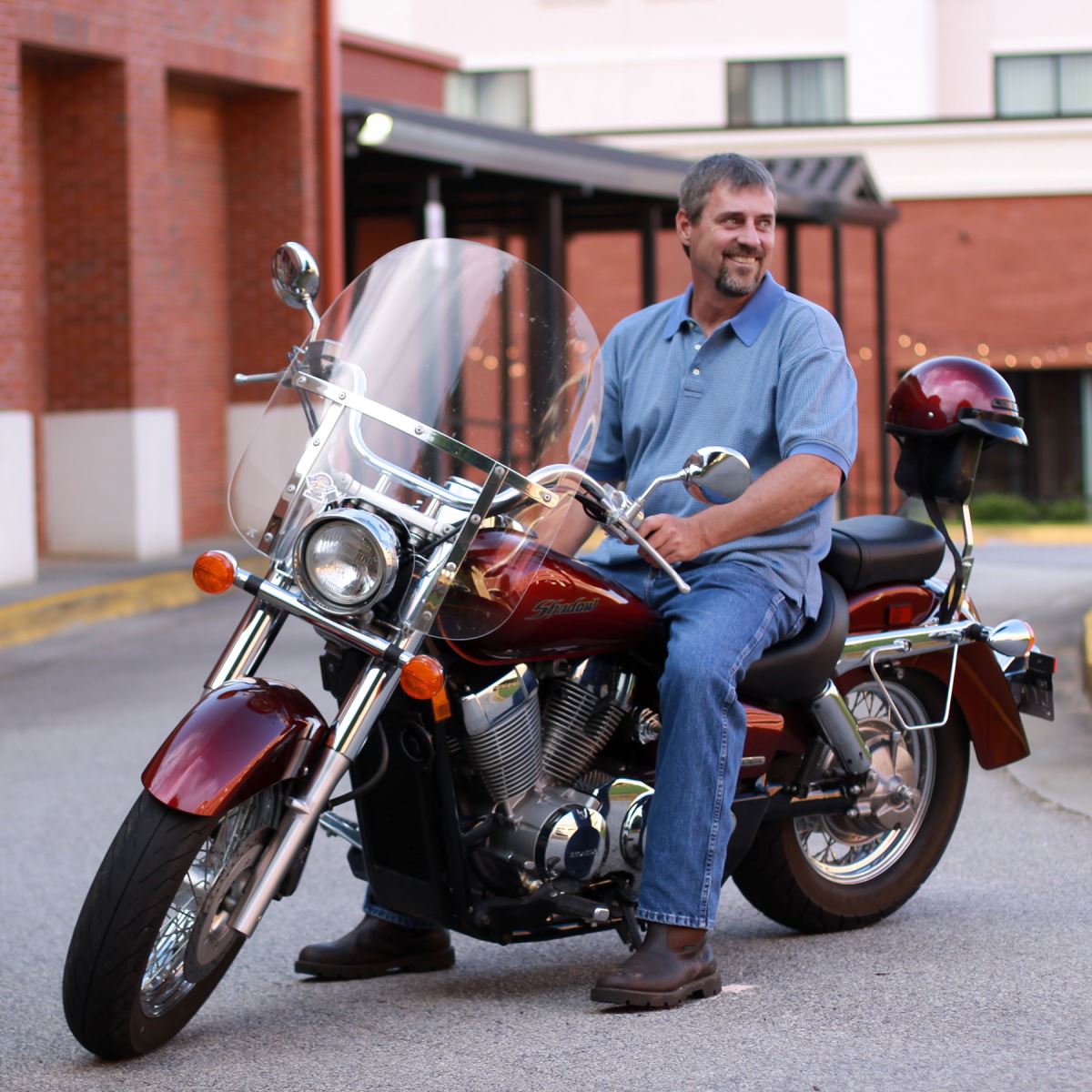 Christopher Harper on motorcycle