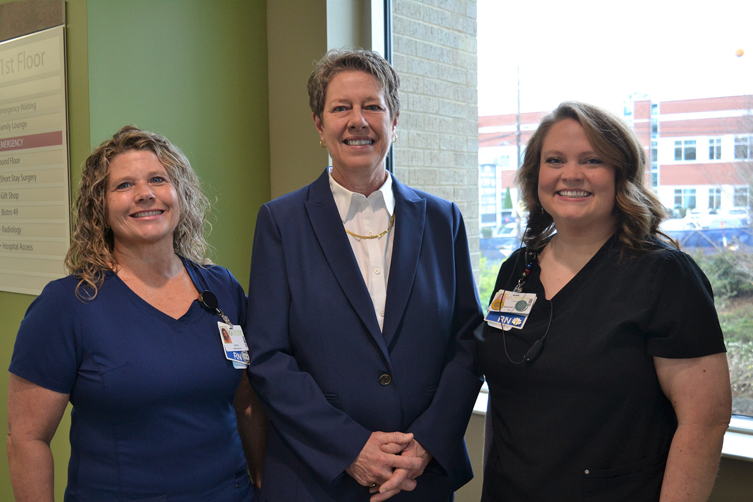 Angela Sippola, RN, nurse manager; of emergency departmen; N. Jane McCandless, Ph.D.; Brooke Cornell, RN, emergency department SANE lead 